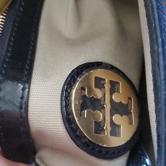 Vtg Tory burch black leather top handle shoulder bag - Picture 12 of 17